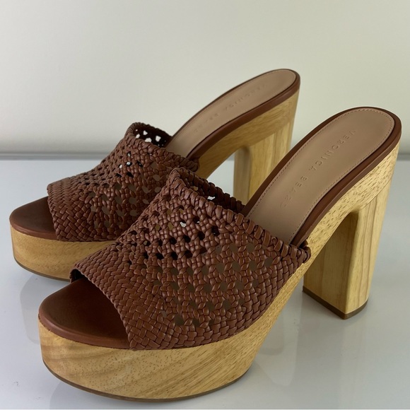 NEW VERONICA BEARD WOVEN PLATFORM MULES - Picture 9 of 15